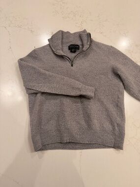 Christian Lacroix Gray Merino Wool 1/4 Zip Sweater Men’s Large Pullover